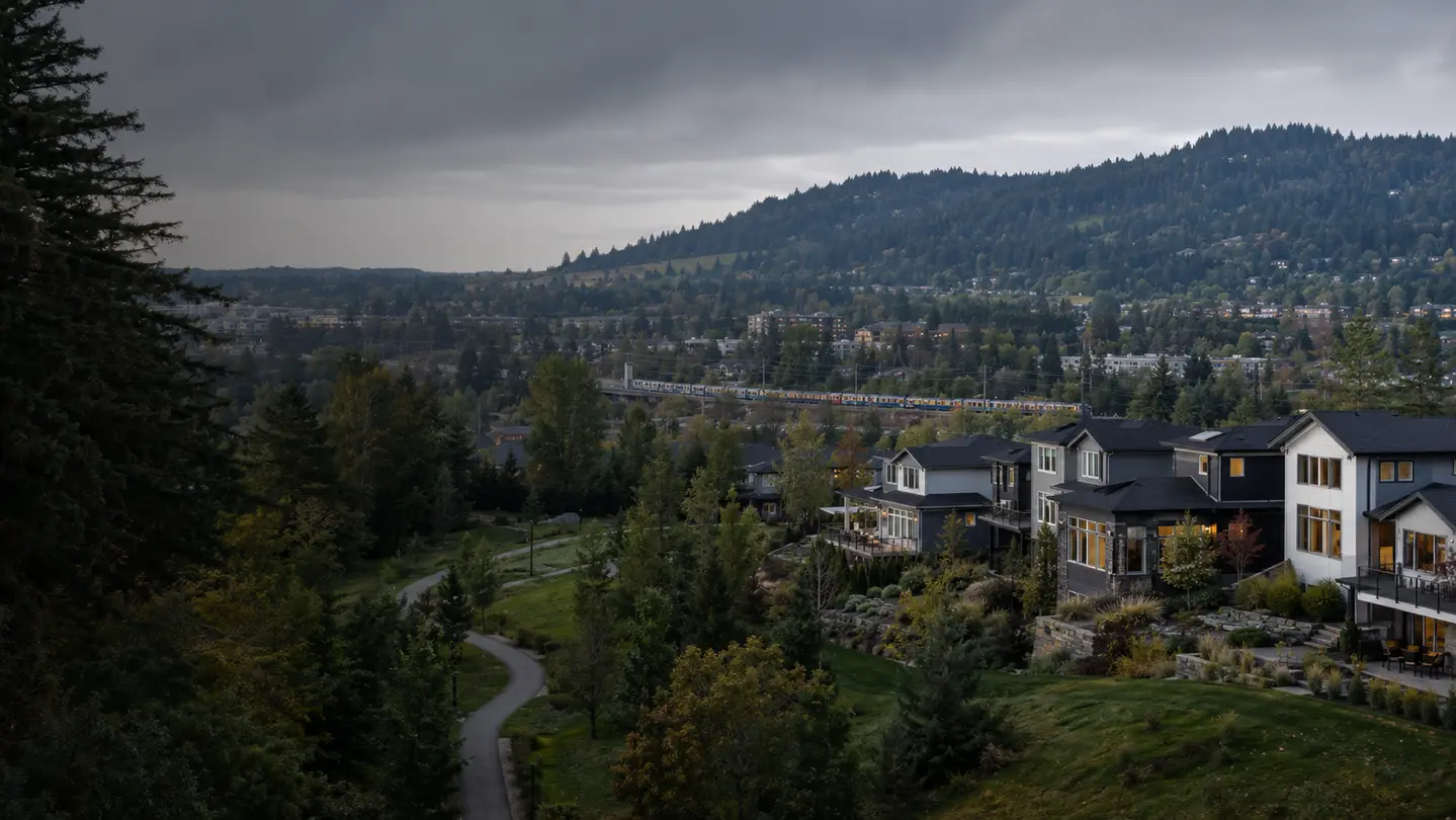 A Hillsboro streetscape blending historic downtown character with newer westside development